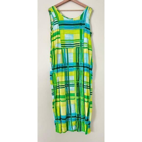 Jam's World Dress Set XL Green Yellow Stripe Floral Hawaiian Tank Sleeveless - Picture 3 of 7